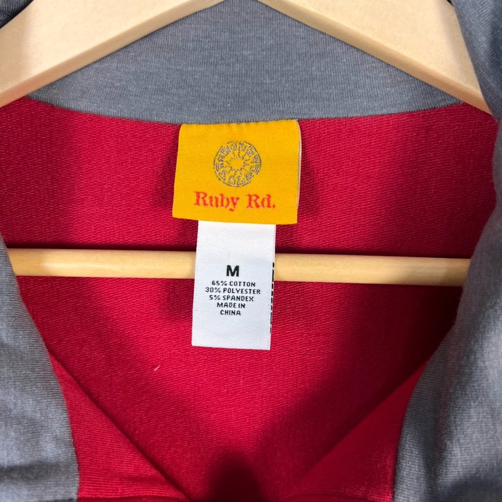 Ruby Rd Red and Gray Full Zip Jacket - Picture 2 of 4